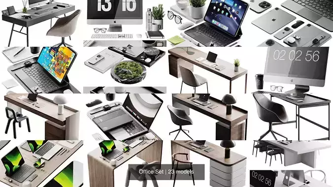 Office Set 3D Model Collection