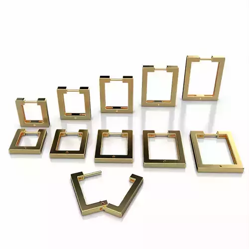 Plain Square Hoop Earrings 3D print model