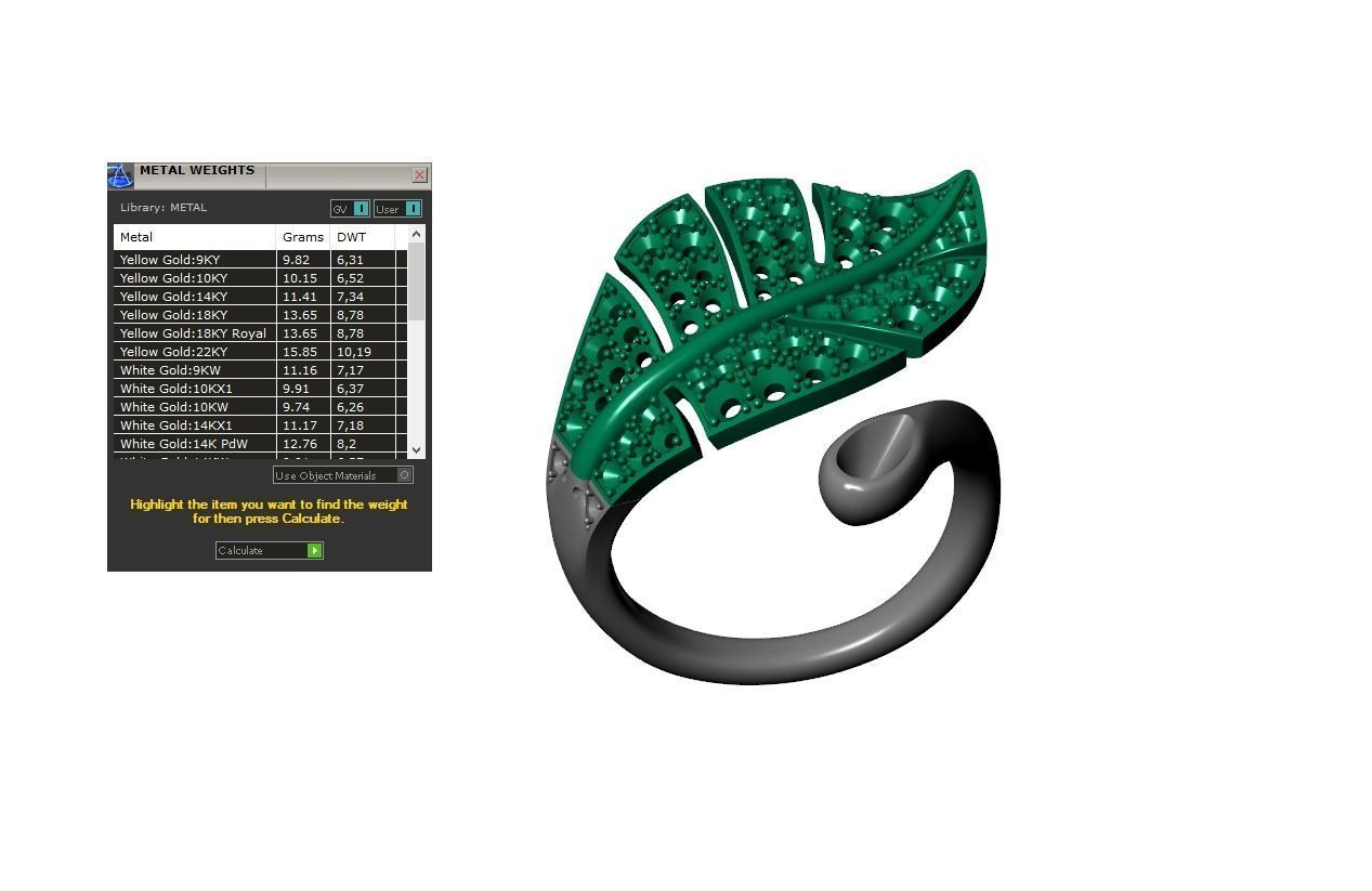 Leaf ring 3D print model_5