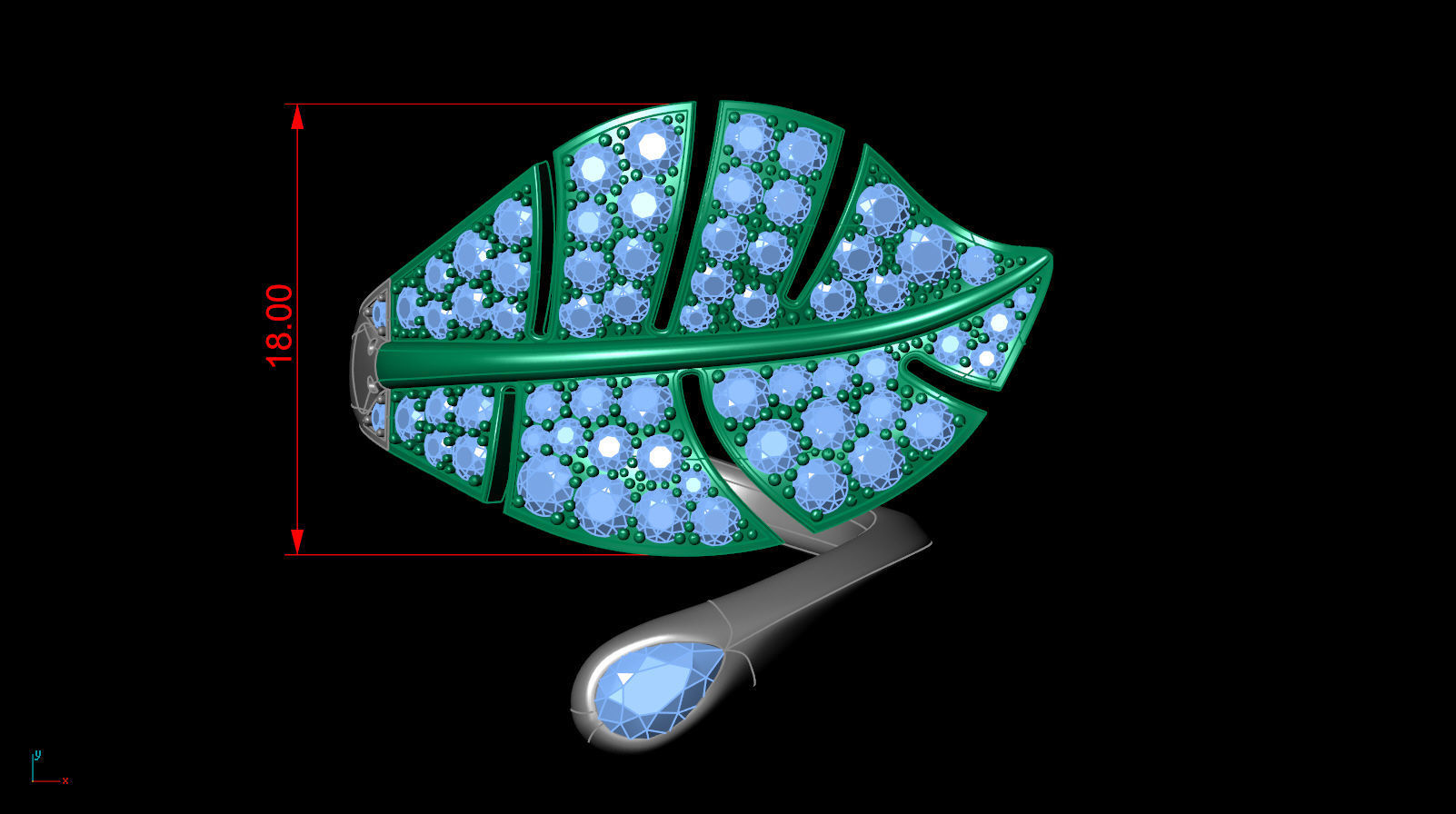 Leaf ring 3D print model_7