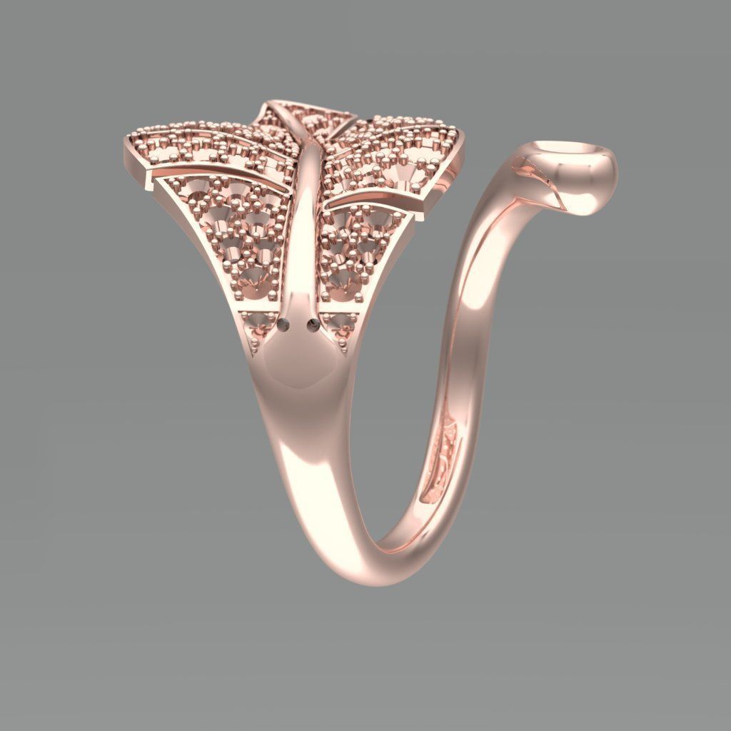 Leaf ring 3D print model_1