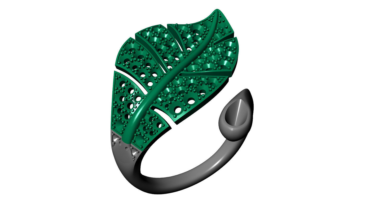 Leaf ring 3D print model_8