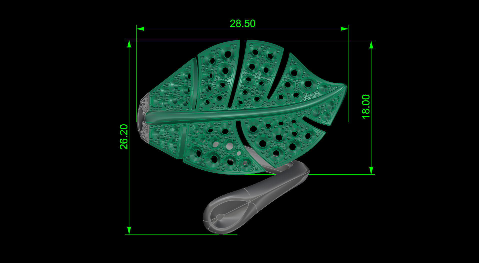 Leaf ring 3D print model_3