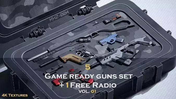 Game Ready Guns Set Low-poly 3D model