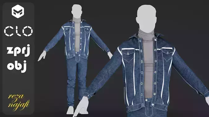 Pants and vest Jeans for marvelous designer