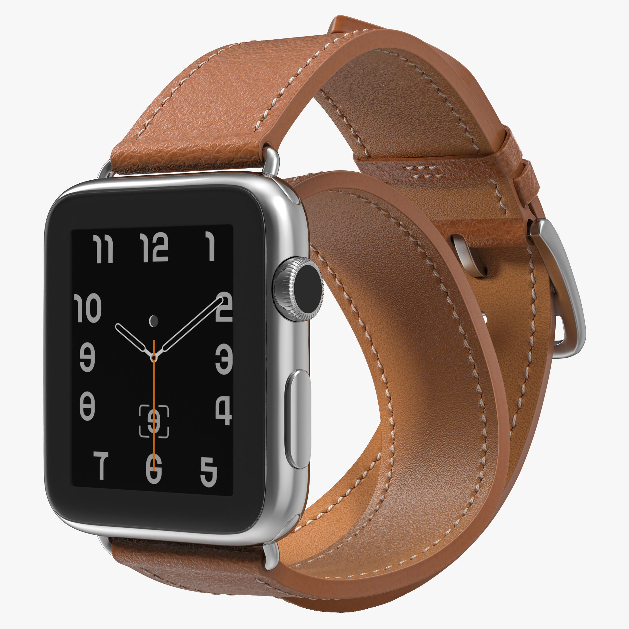 Apple Watch Hermes 42mm Double Tour 42mm Steel Case Leather Band 3D model