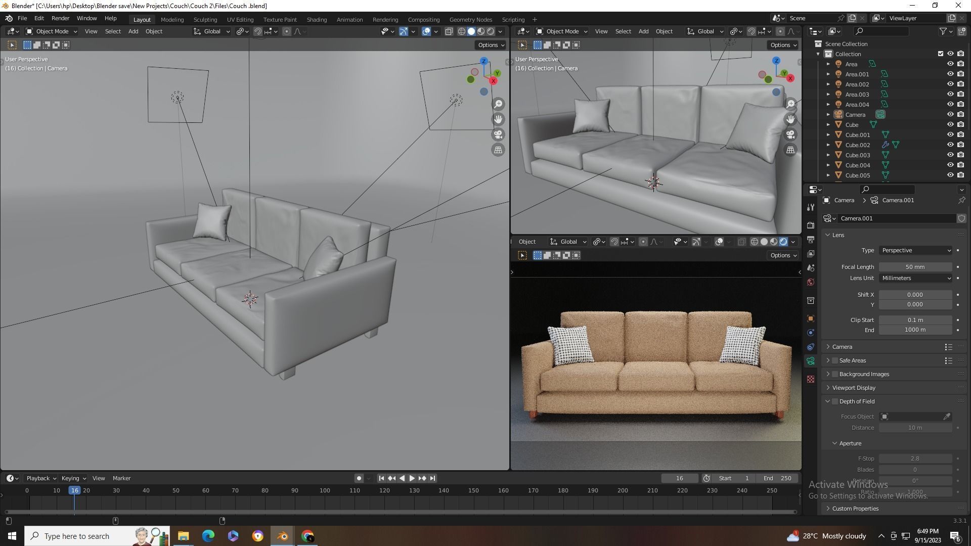 3D Modern Couch  Low-poly 3D model_12