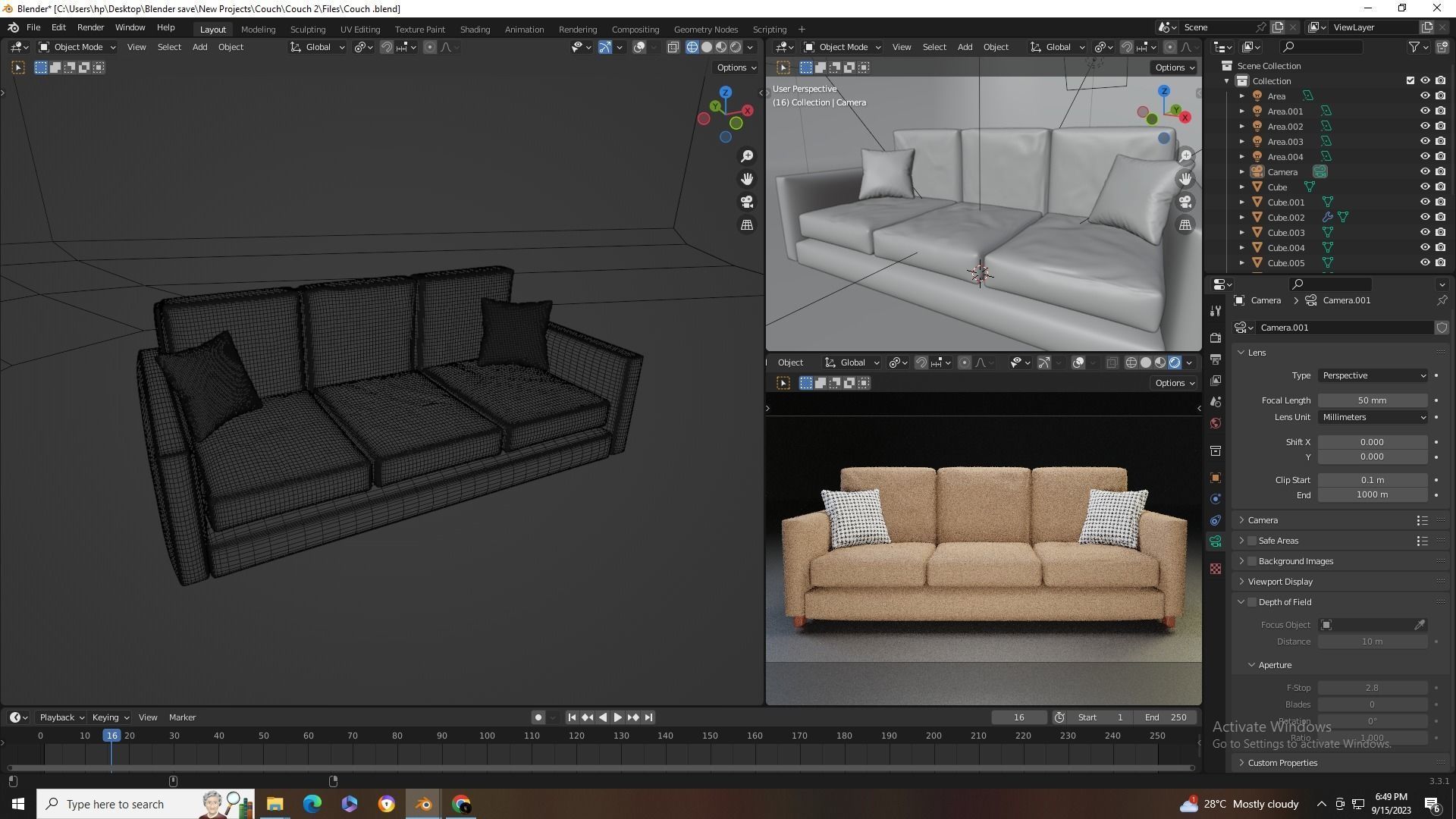 3D Modern Couch  Low-poly 3D model_17