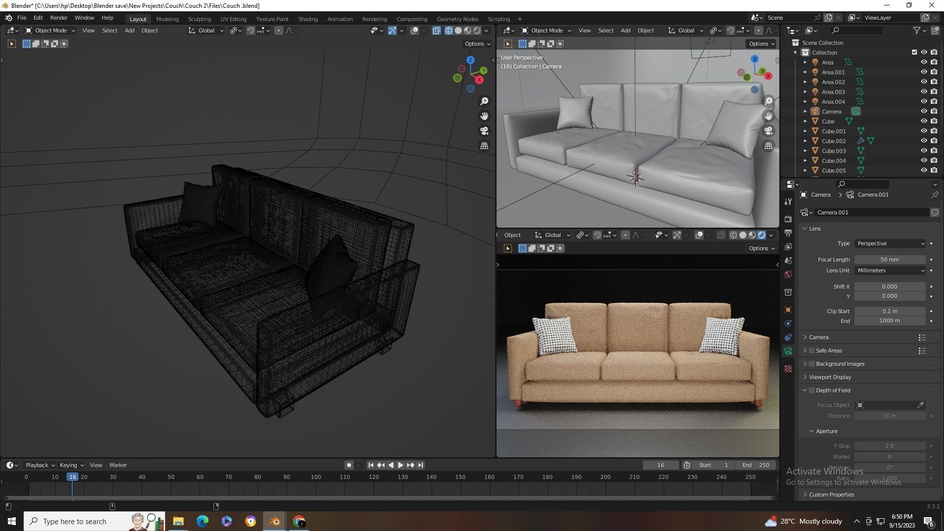 3D Modern Couch  Low-poly 3D model_21