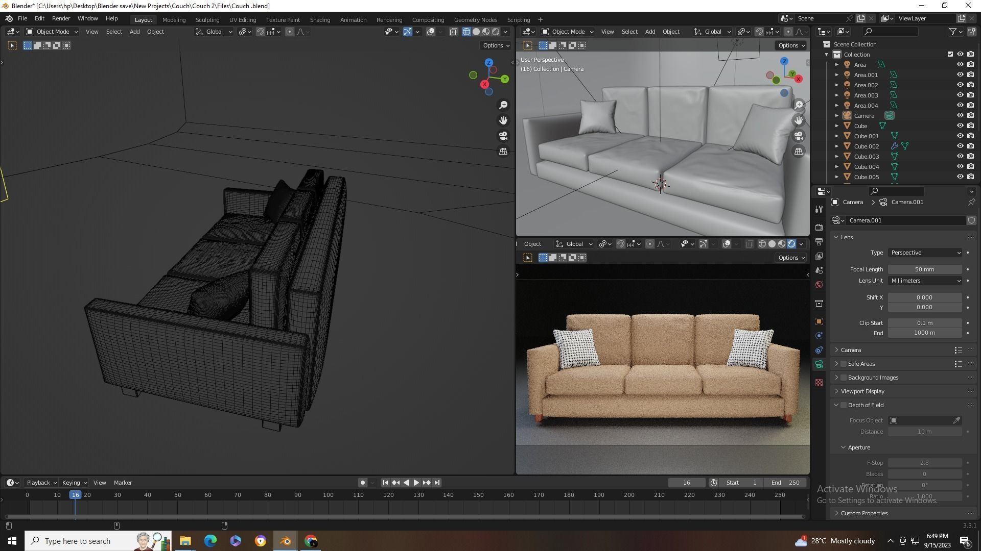 3D Modern Couch  Low-poly 3D model_18