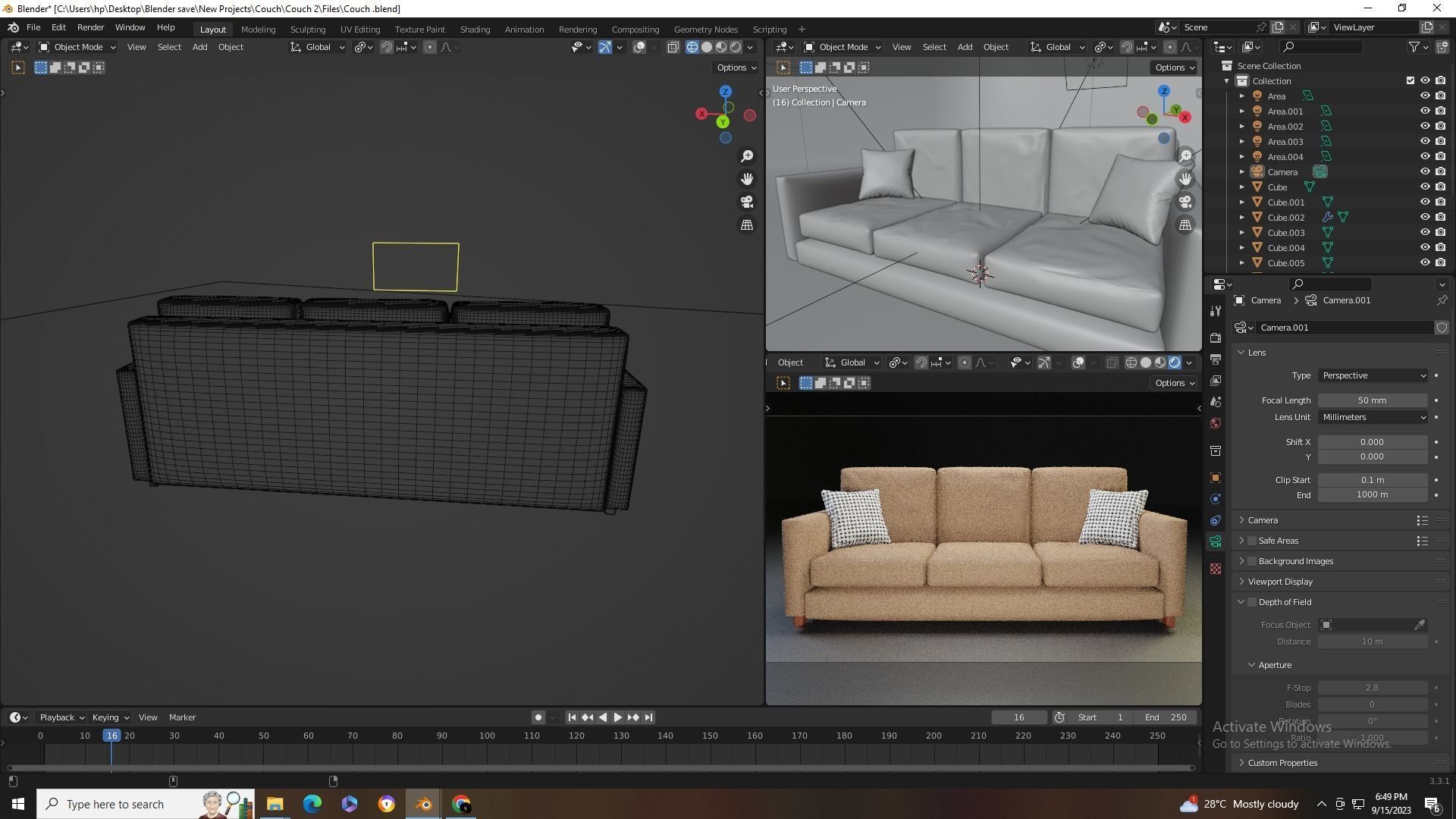 3D Modern Couch  Low-poly 3D model_19