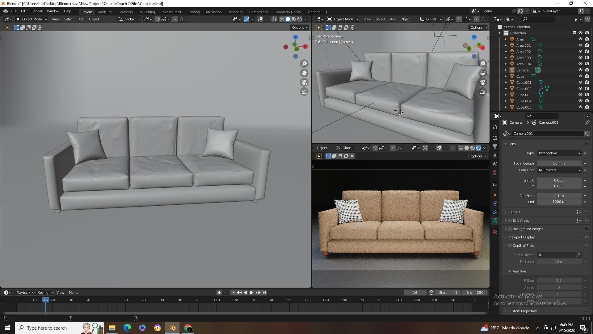 3D Modern Couch  Low-poly 3D model_14