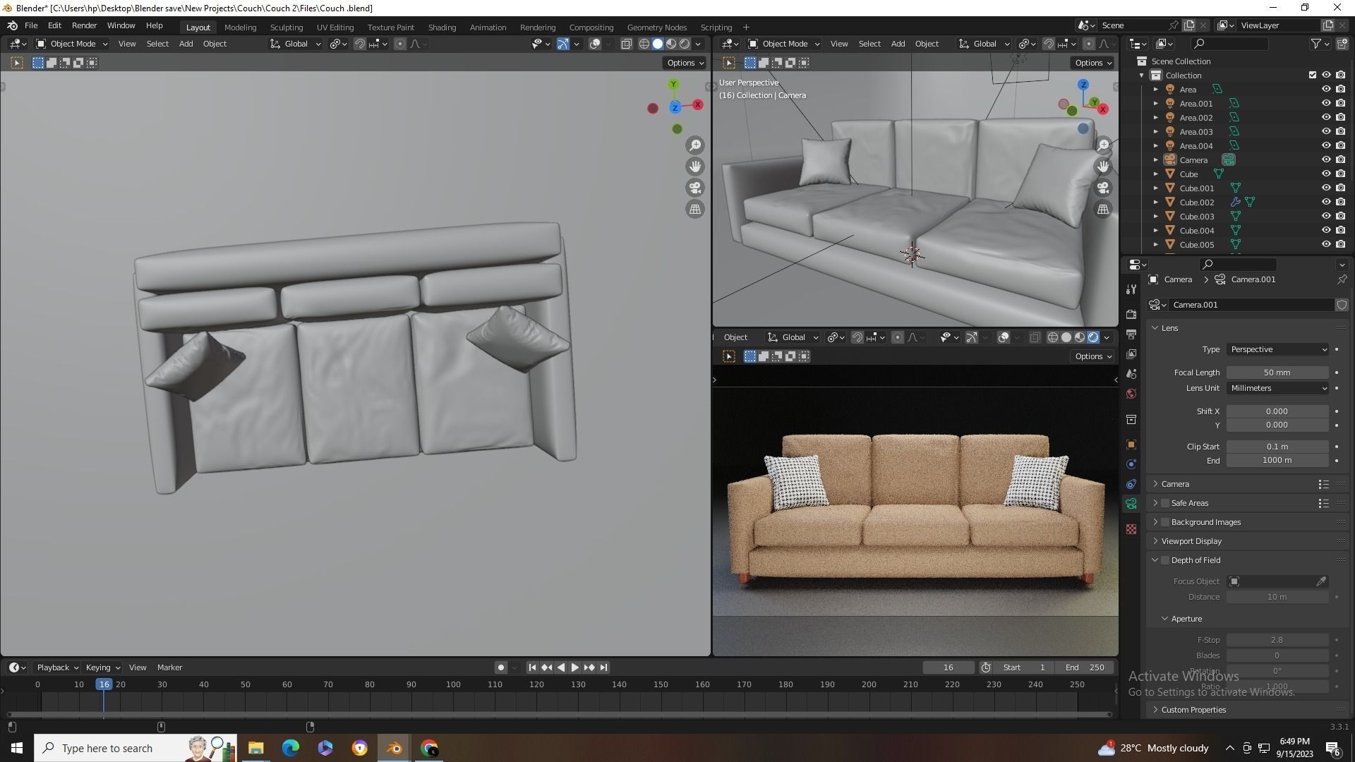 3D Modern Couch  Low-poly 3D model_15