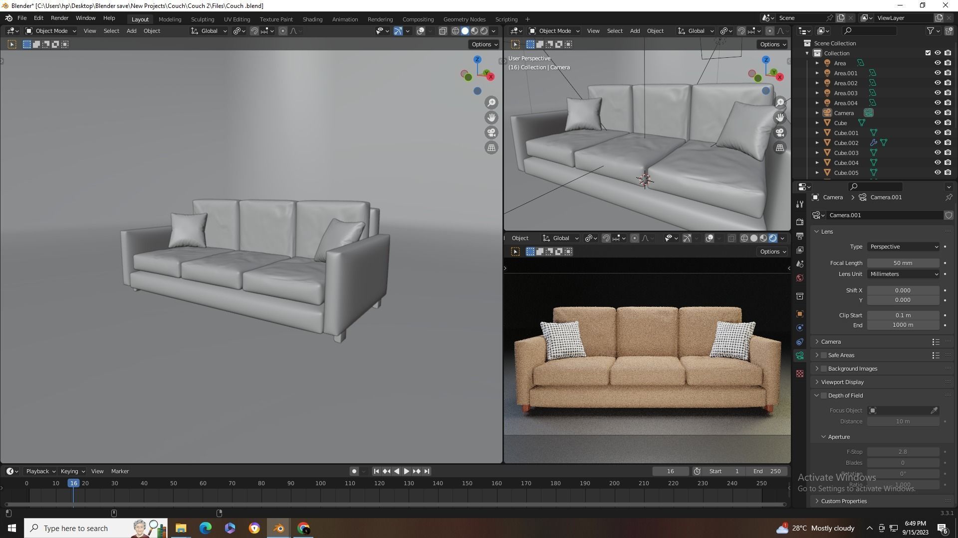 3D Modern Couch  Low-poly 3D model_13