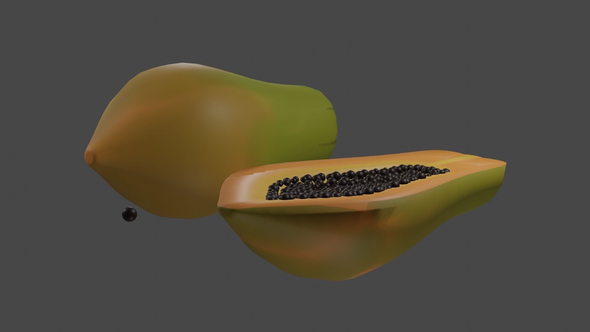 Hand Painted Low Poly  Cartoon Papaya Fruit 3D model_4