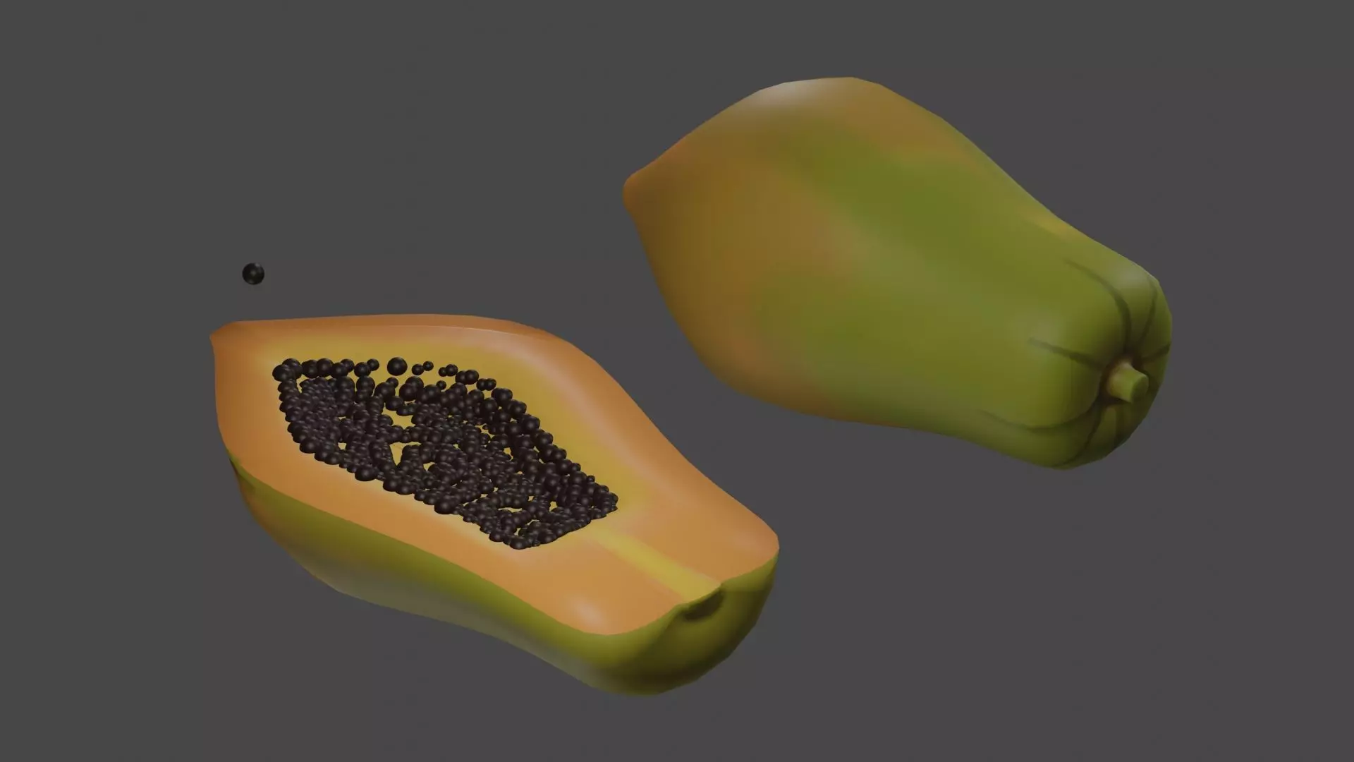 Hand Painted Low Poly  Cartoon Papaya Fruit 3D model_0