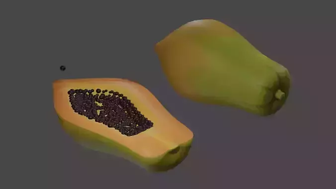 Hand Painted Low Poly  Cartoon Papaya Fruit 3D model