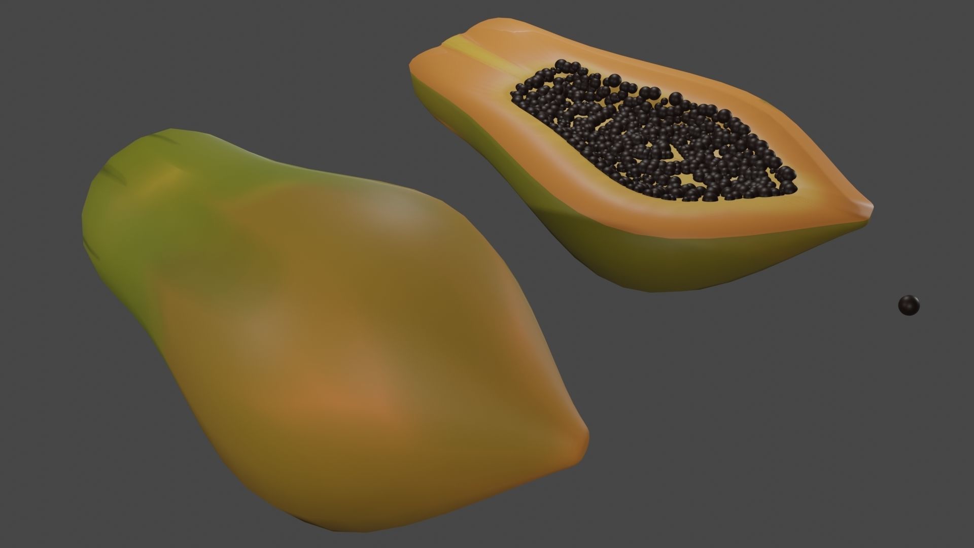 Hand Painted Low Poly  Cartoon Papaya Fruit 3D model_6