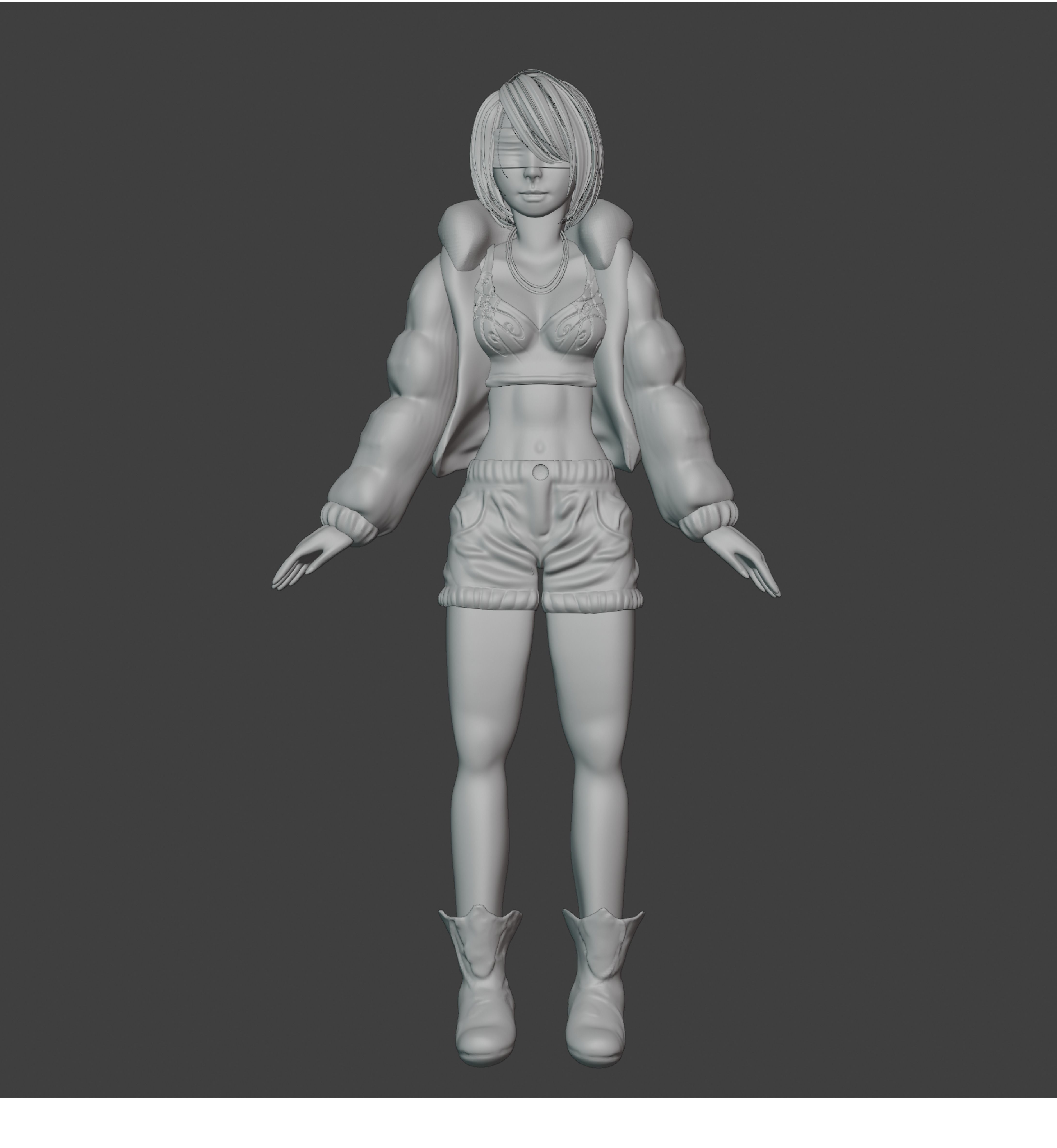 Female game character 3D model_3