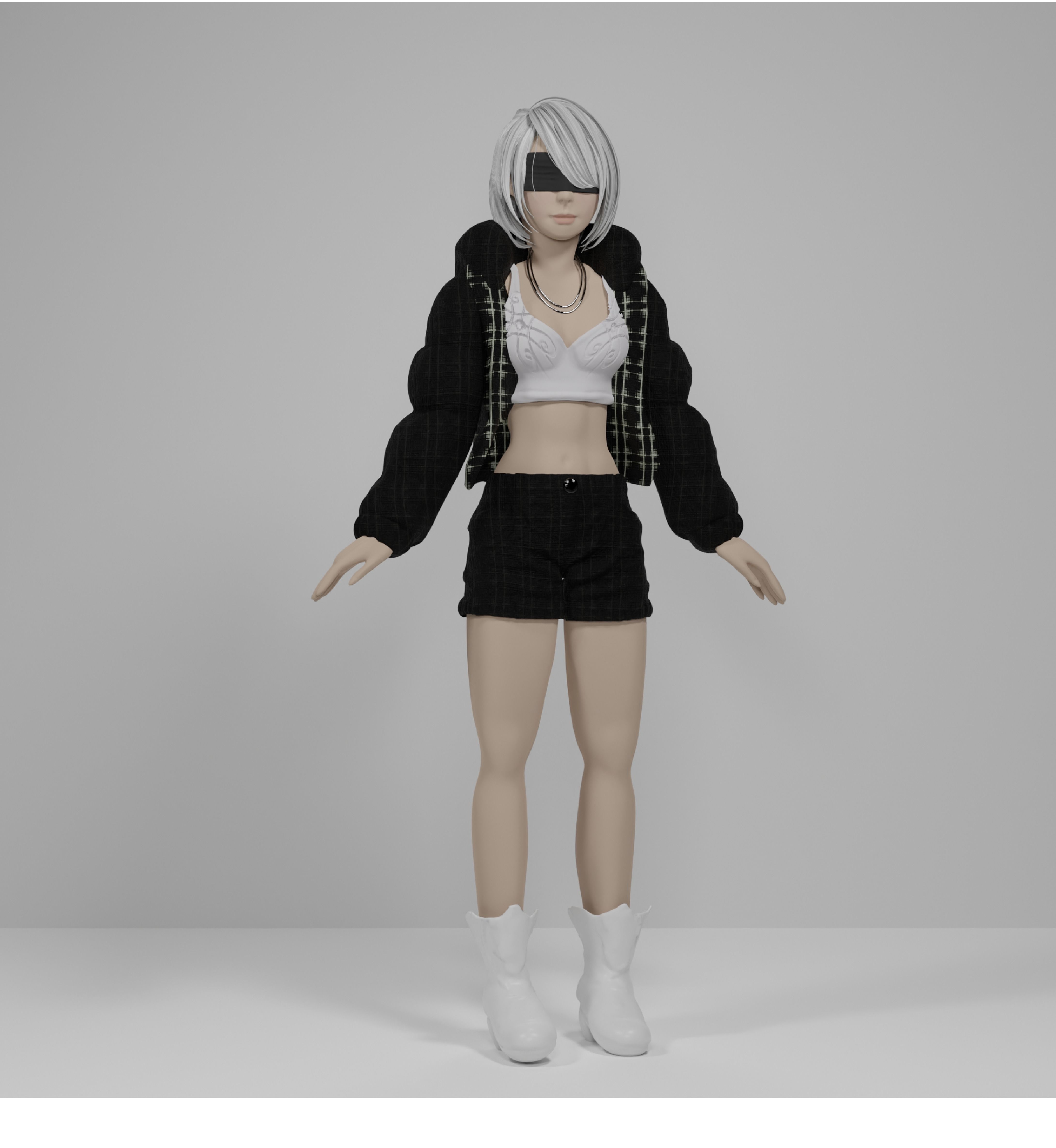 Female game character 3D model_4