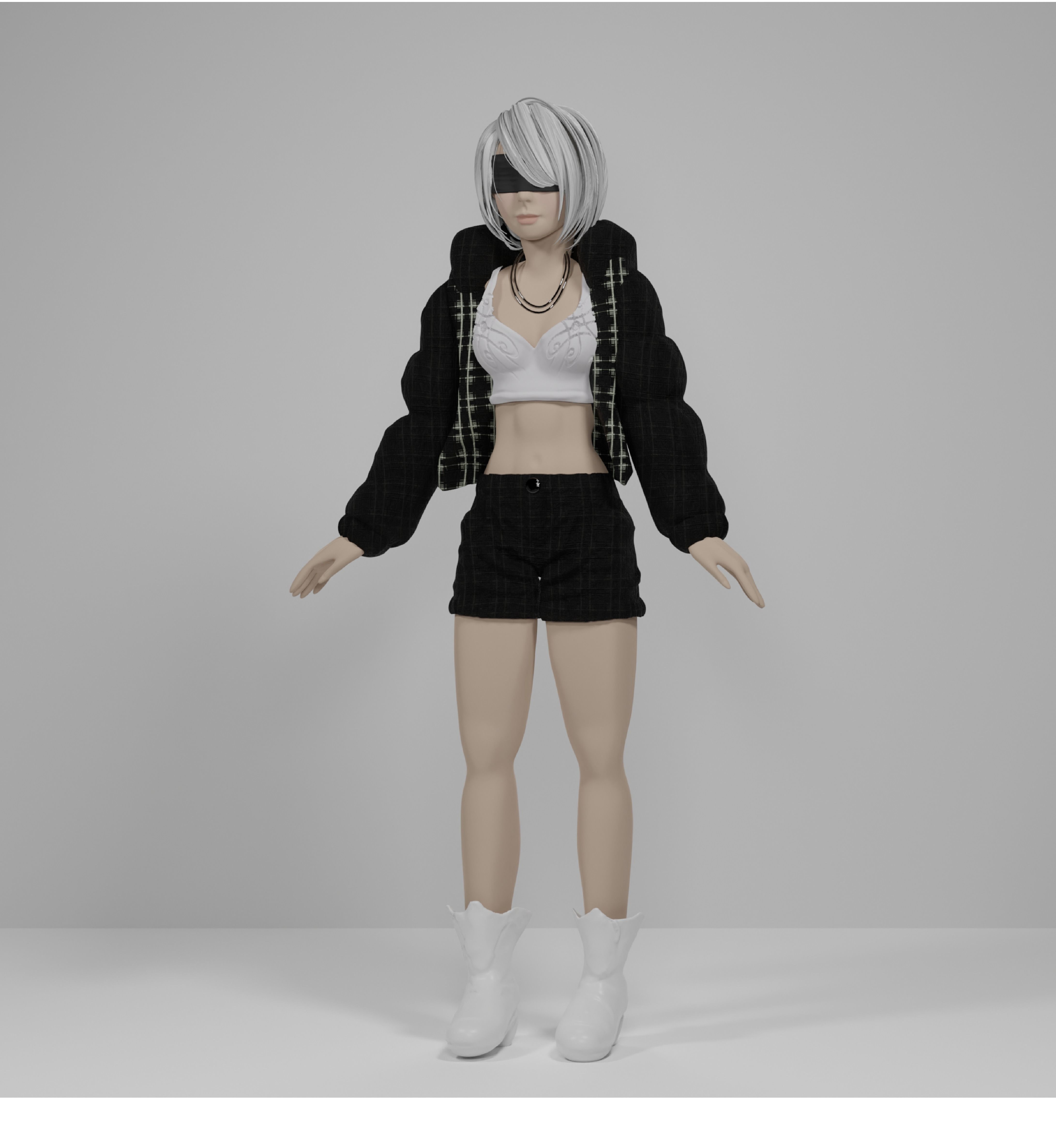 Female game character 3D model_2