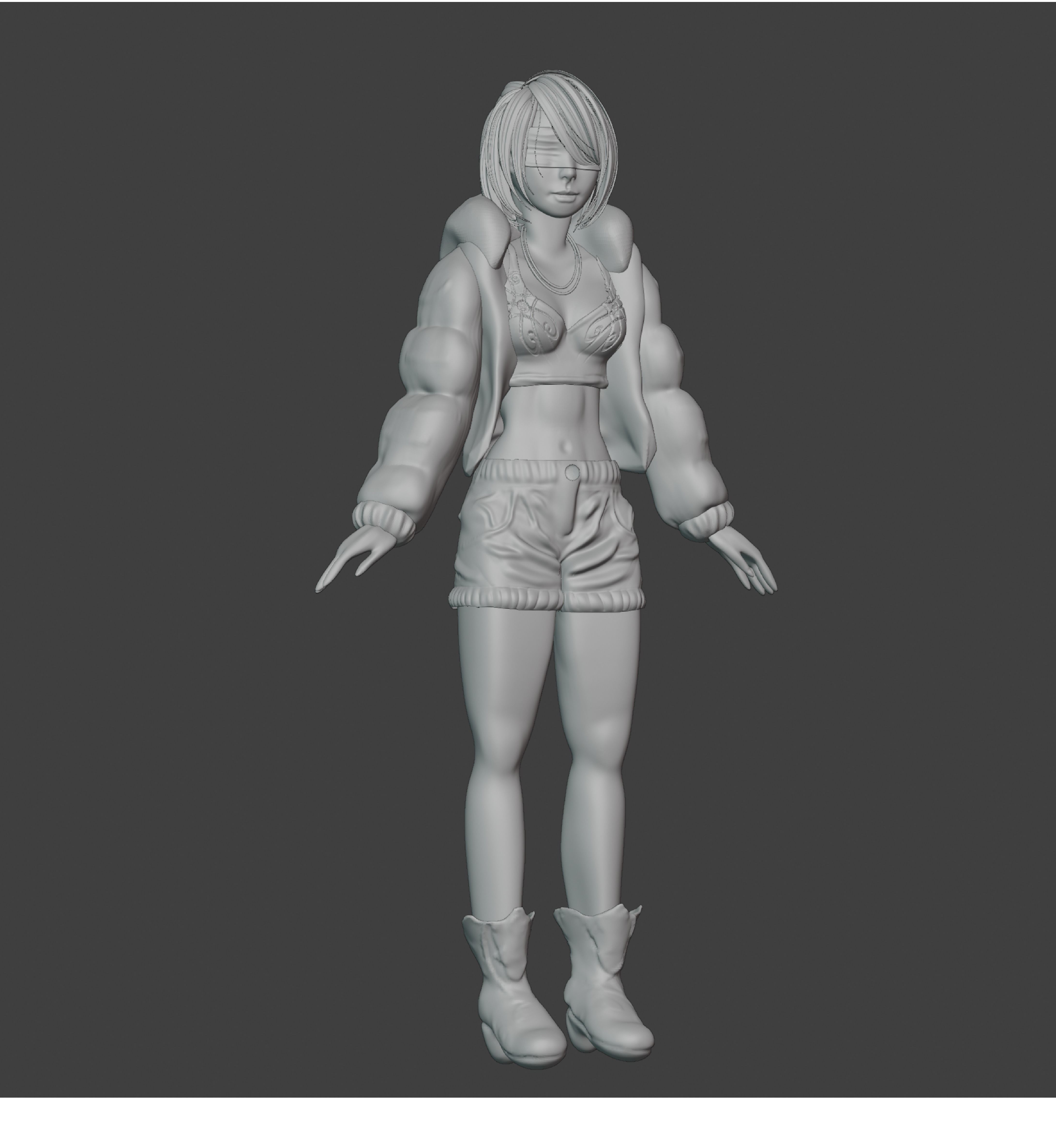 Female game character 3D model_1