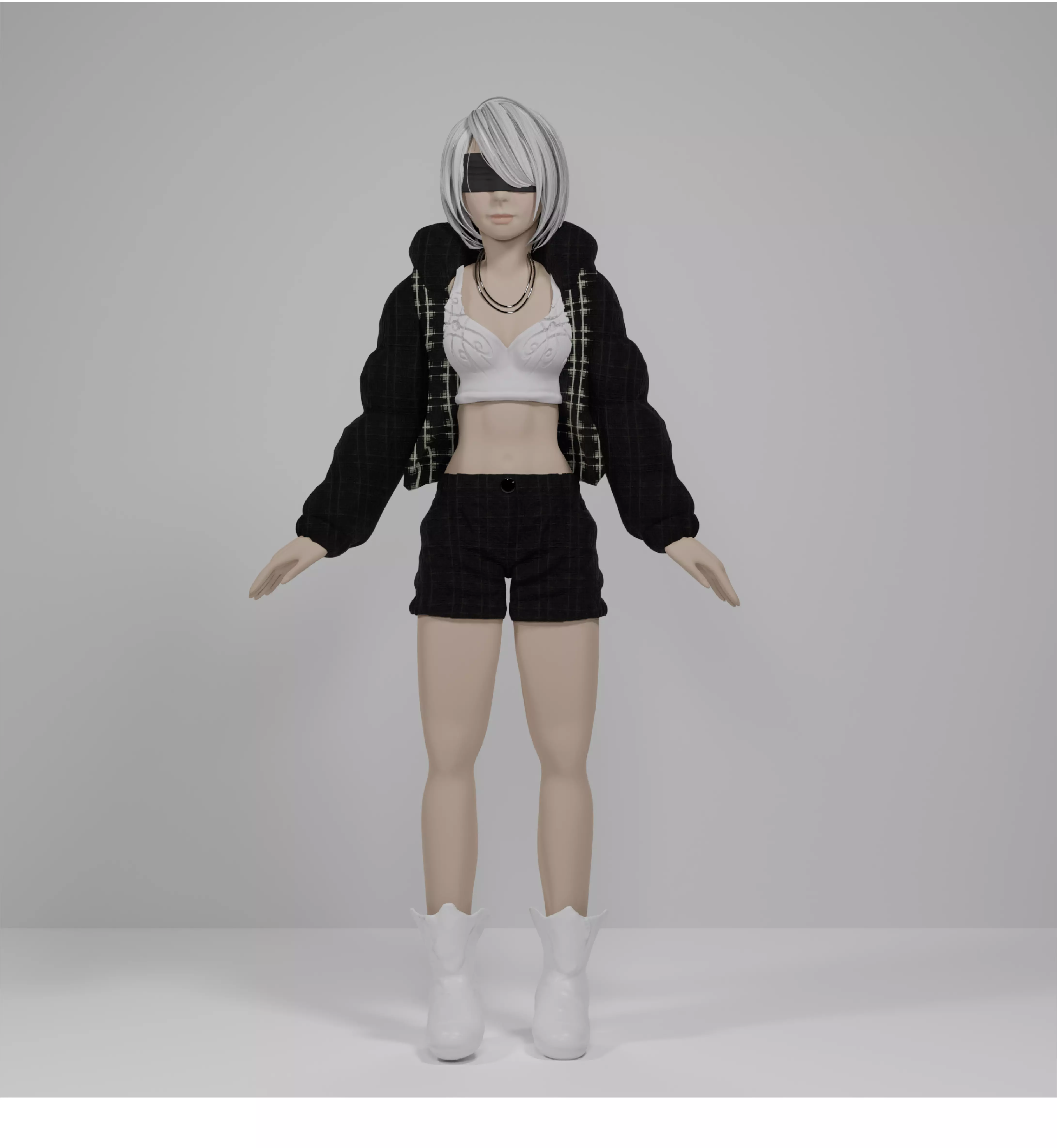 Female game character 3D model_0
