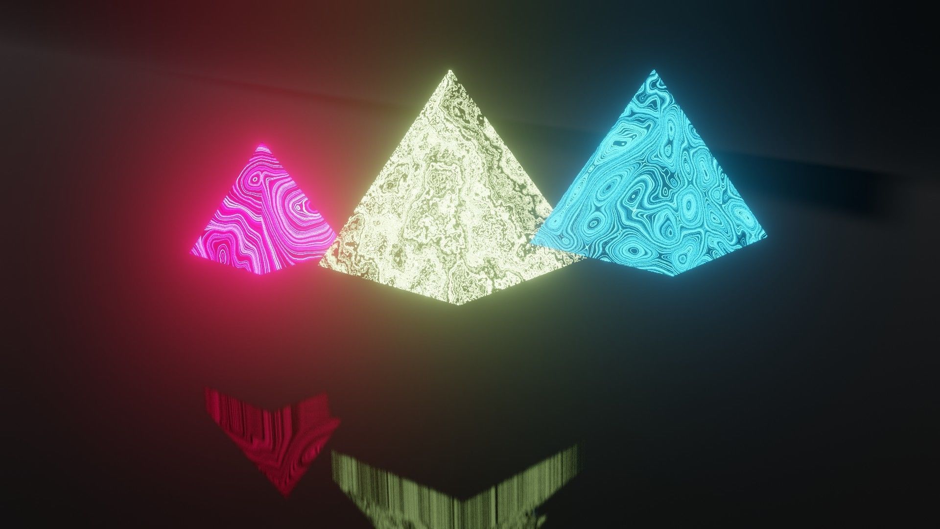 triangle dynamic VFX bloom 3 triangle with neon noise texture Low-poly 3D model_1