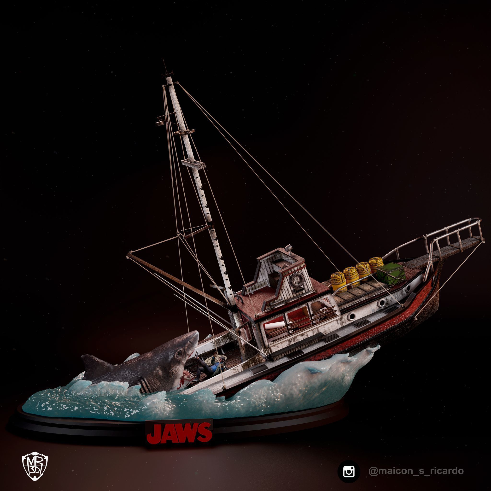 Jaws Diorama 3D print model_1