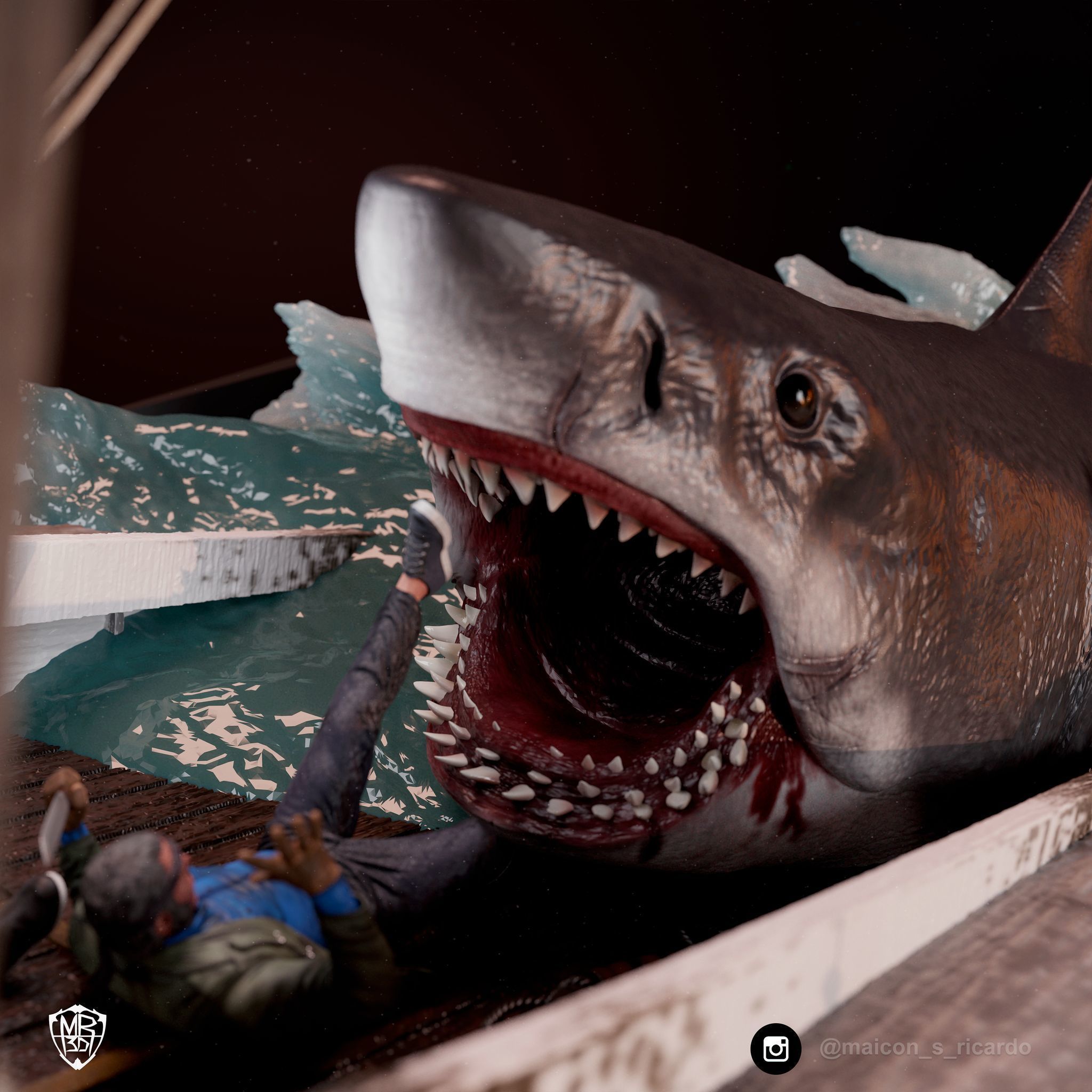 Jaws Diorama 3D print model_5