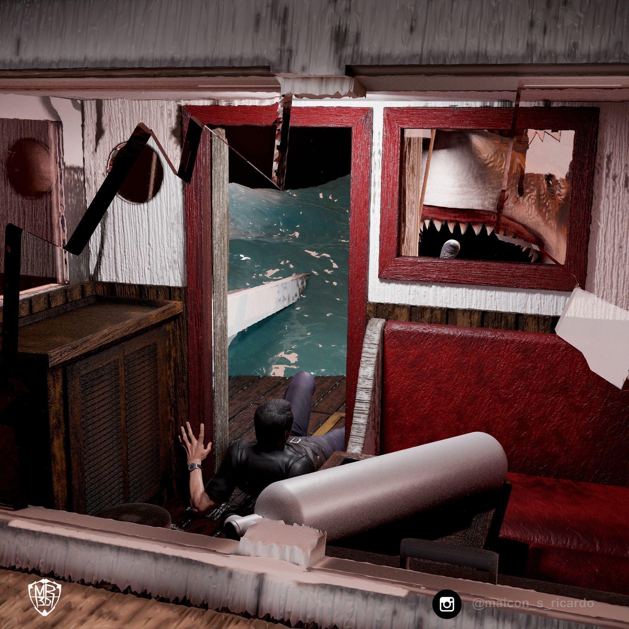 Jaws Diorama 3D print model_4