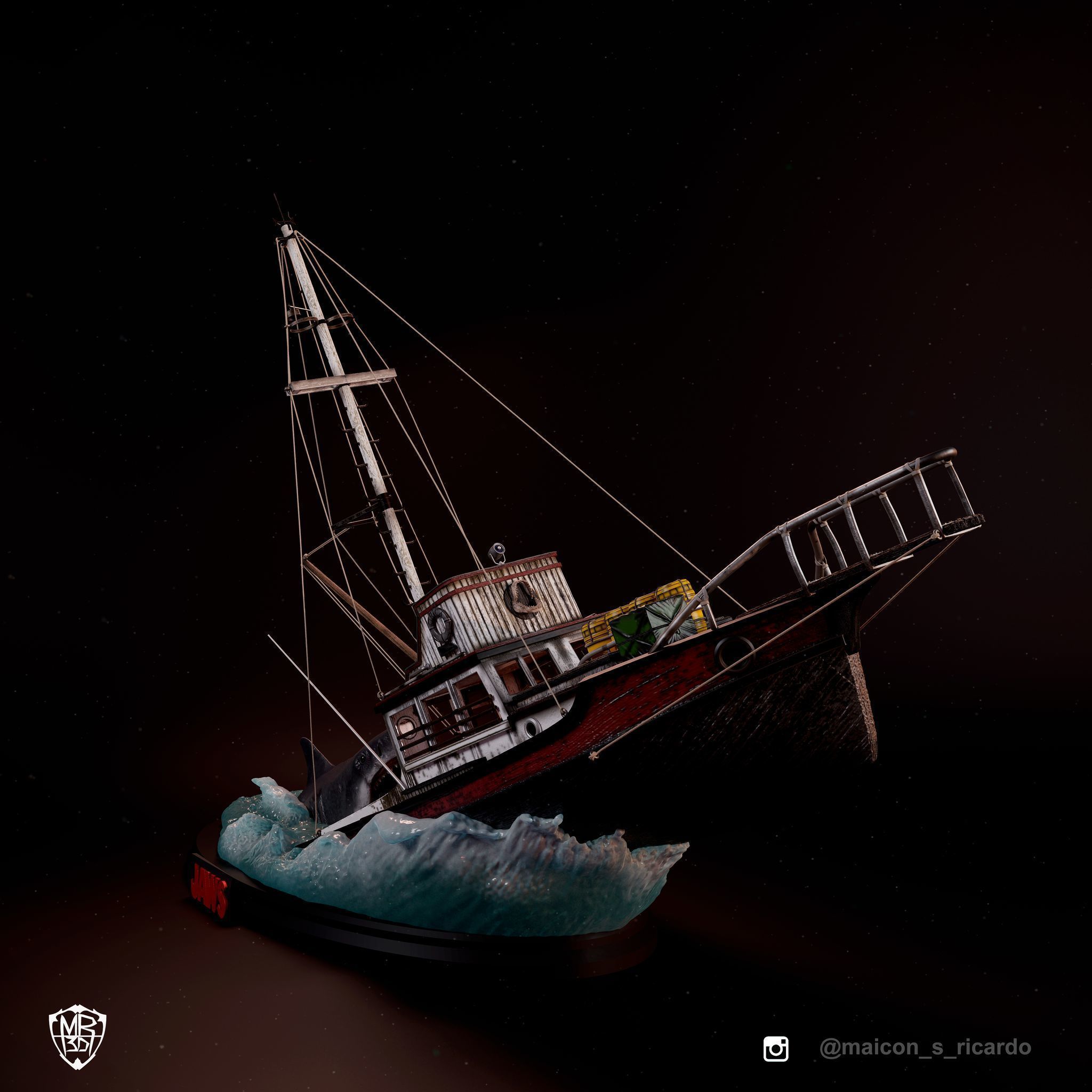 Jaws Diorama 3D print model_2