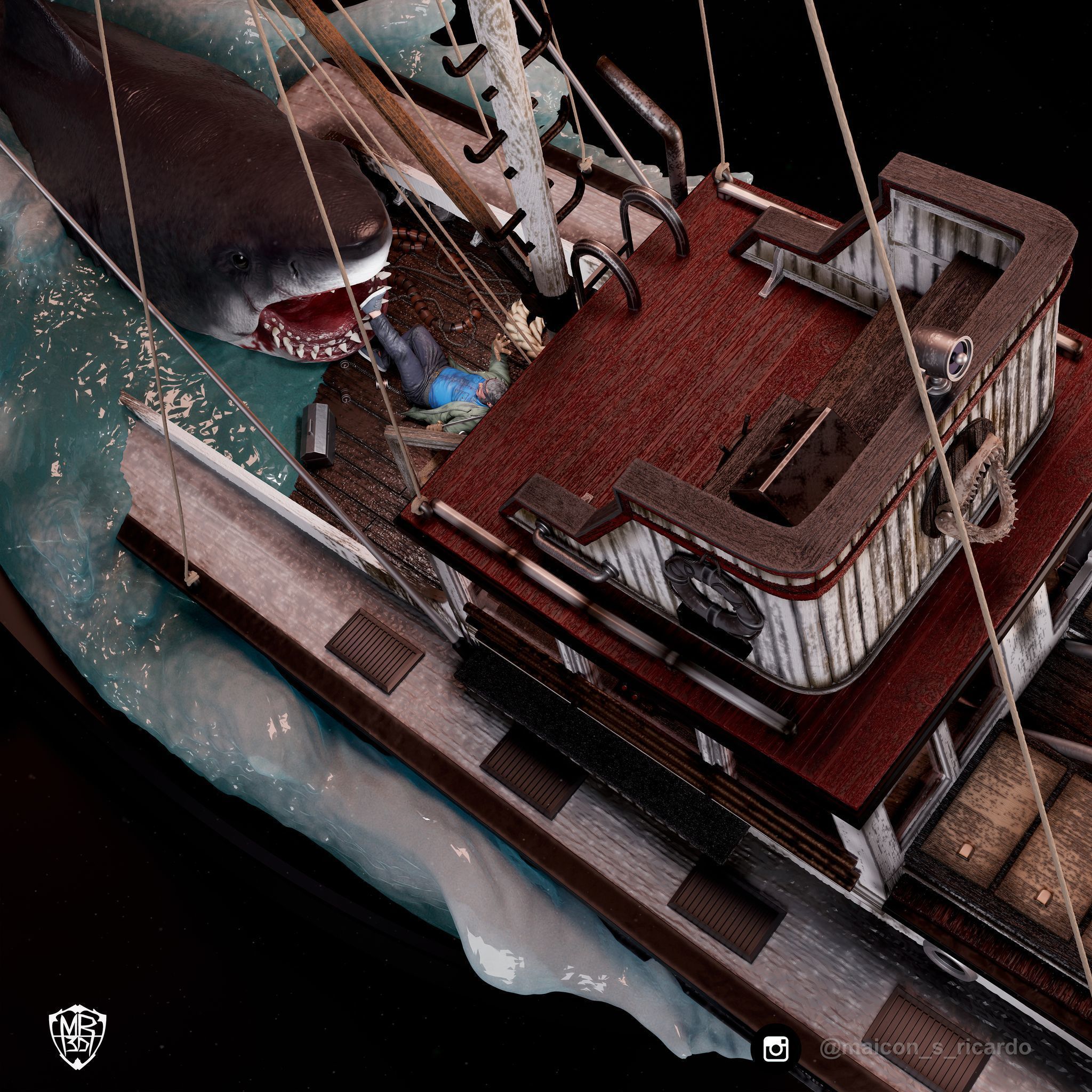 Jaws Diorama 3D print model_6