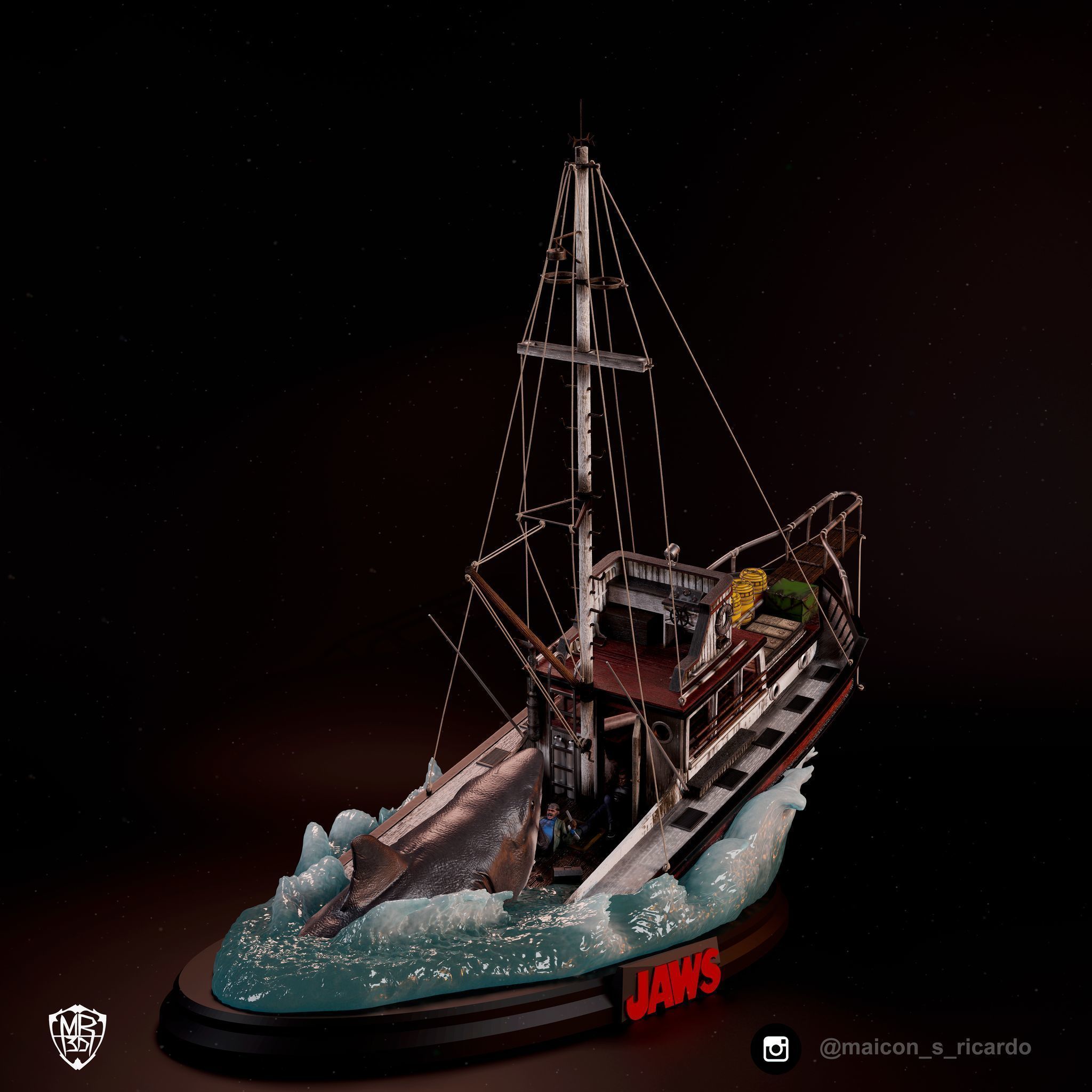 Jaws Diorama 3D print model_7