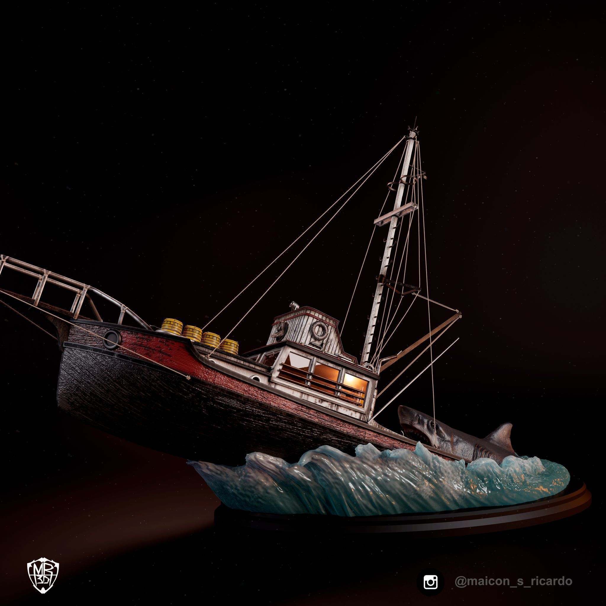 Jaws Diorama 3D print model_8