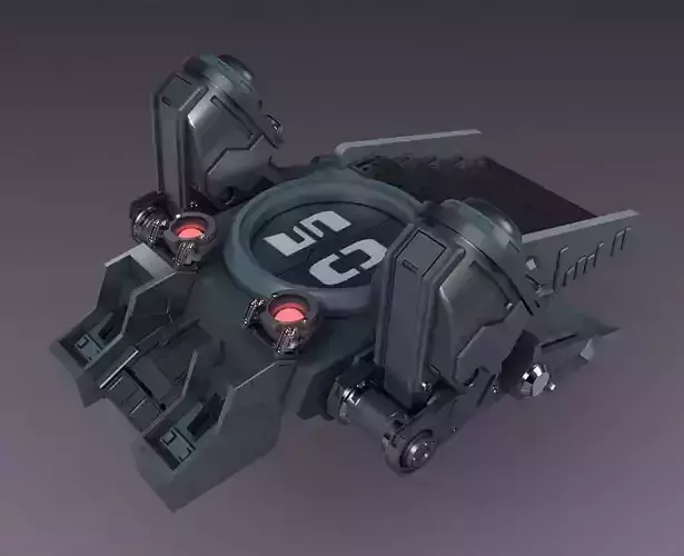 Sci-fi strobe capsule cabin deck console elevator shaft future 3D model