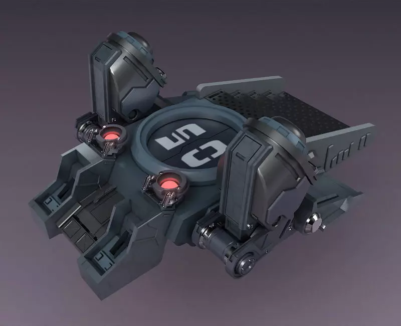 Sci-fi strobe capsule cabin deck console elevator shaft future 3D model_0