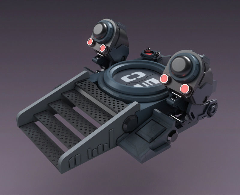 Sci-fi strobe capsule cabin deck console elevator shaft future 3D model_1