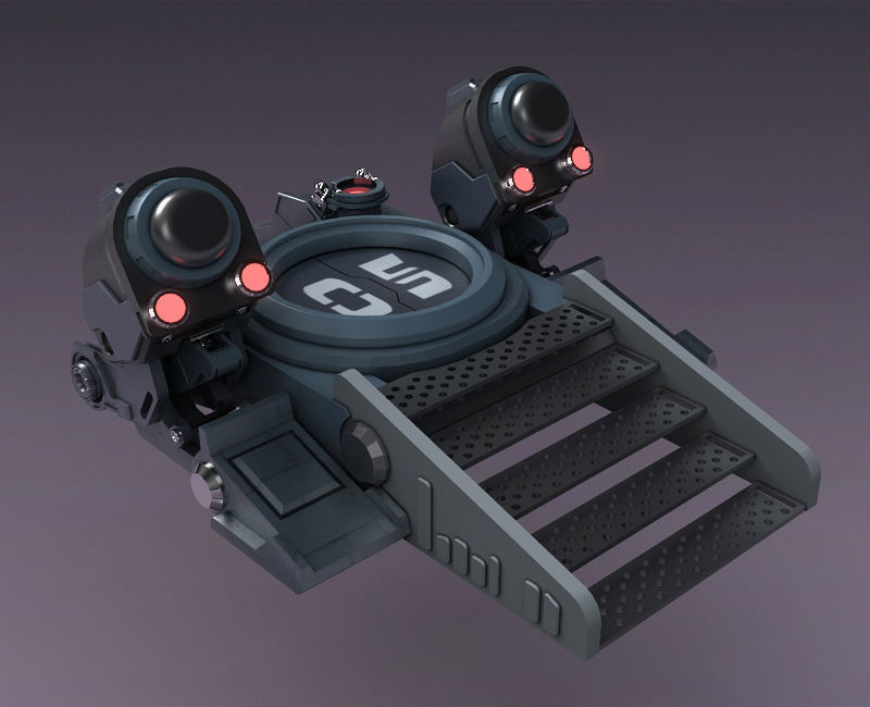 Sci-fi strobe capsule cabin deck console elevator shaft future 3D model_2