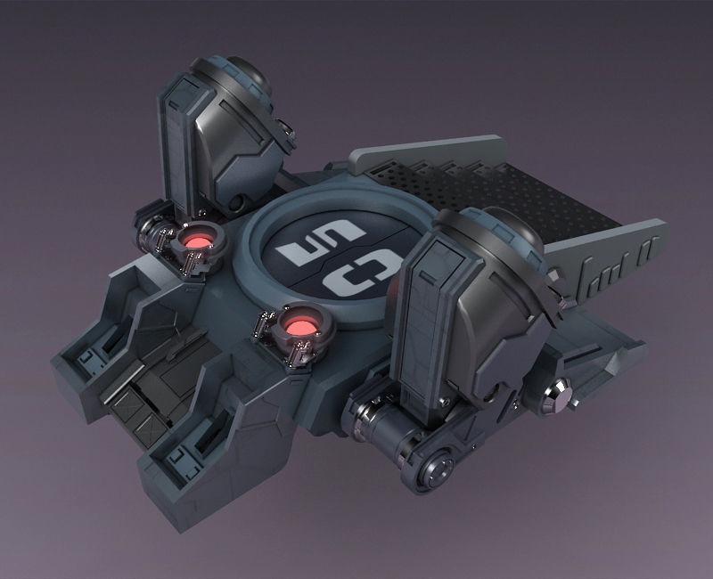 Sci-fi strobe capsule cabin deck console elevator shaft future 3D model_3