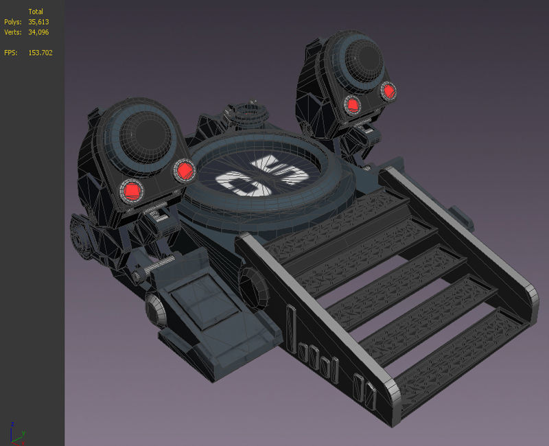 Sci-fi strobe capsule cabin deck console elevator shaft future 3D model_4