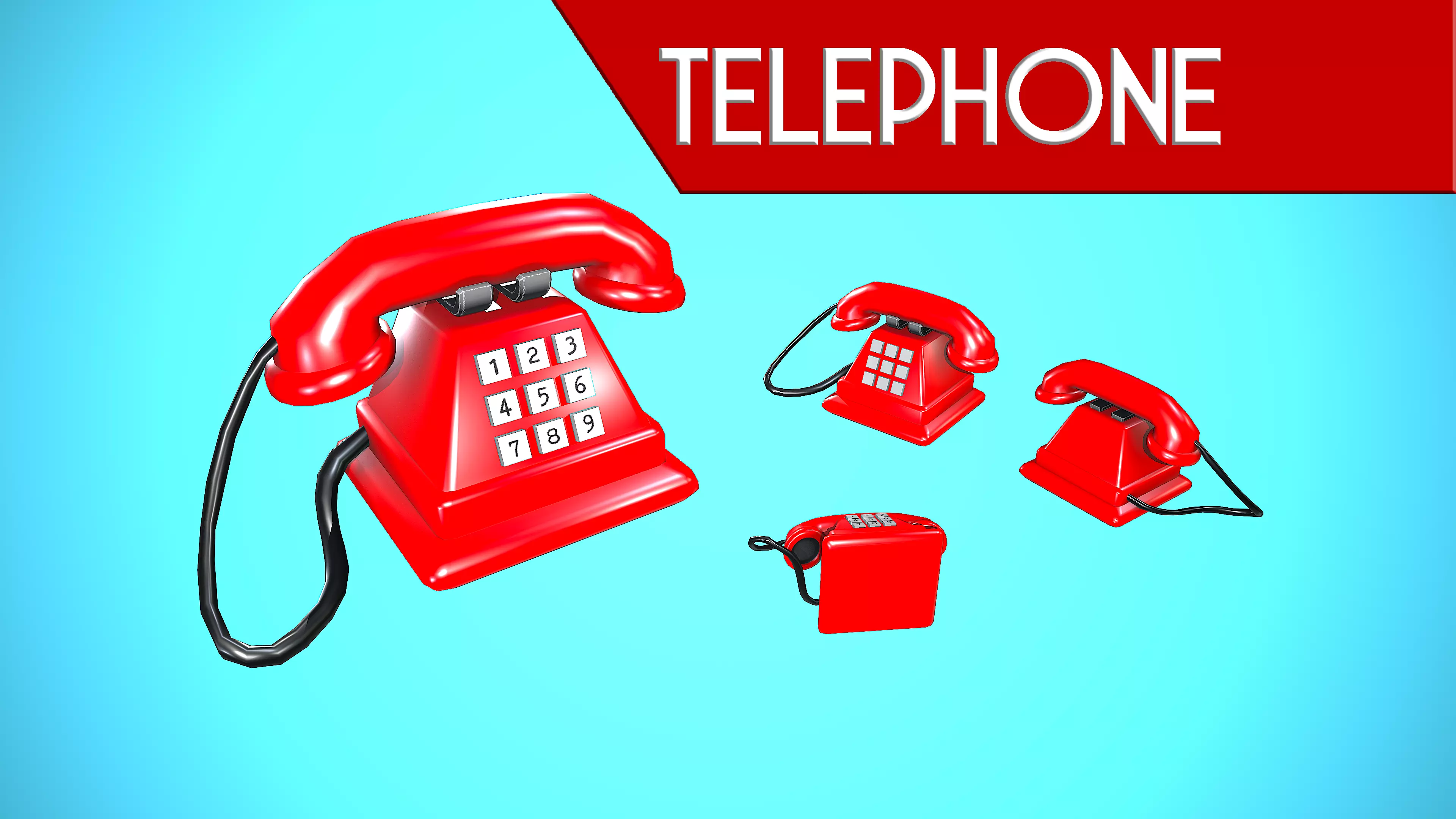 TELEPHONE BUTTONS CARTOON STYLIZED Low-poly 3D model