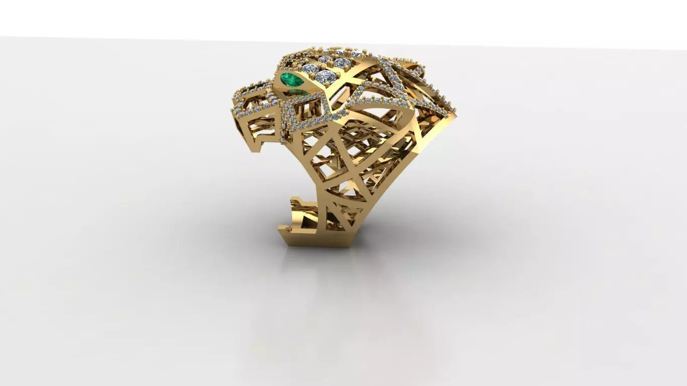 Tiger Leopard Ring men Diamand model 3D print 3D print model