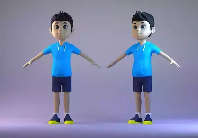 Animated characters Little Boys students passersby boy 3D model