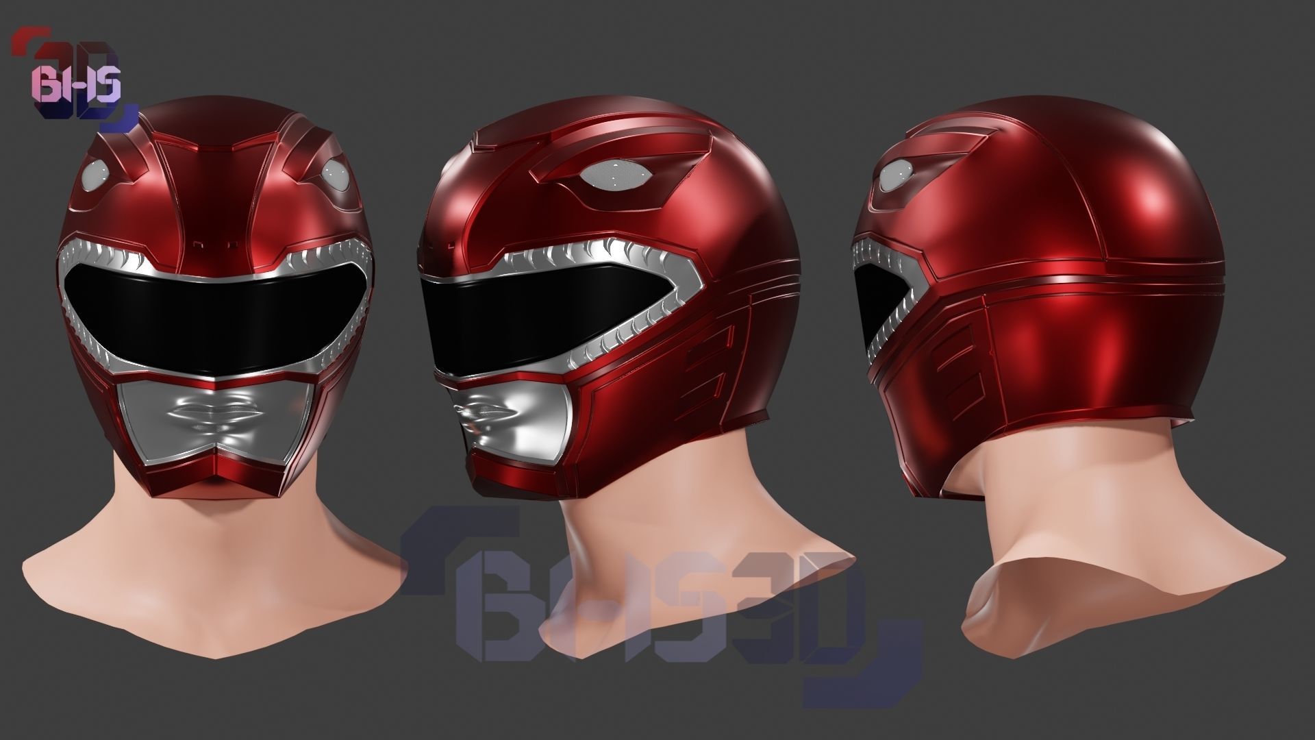 MMPR Red helmet custom 3D Digital Download 3D print model_1