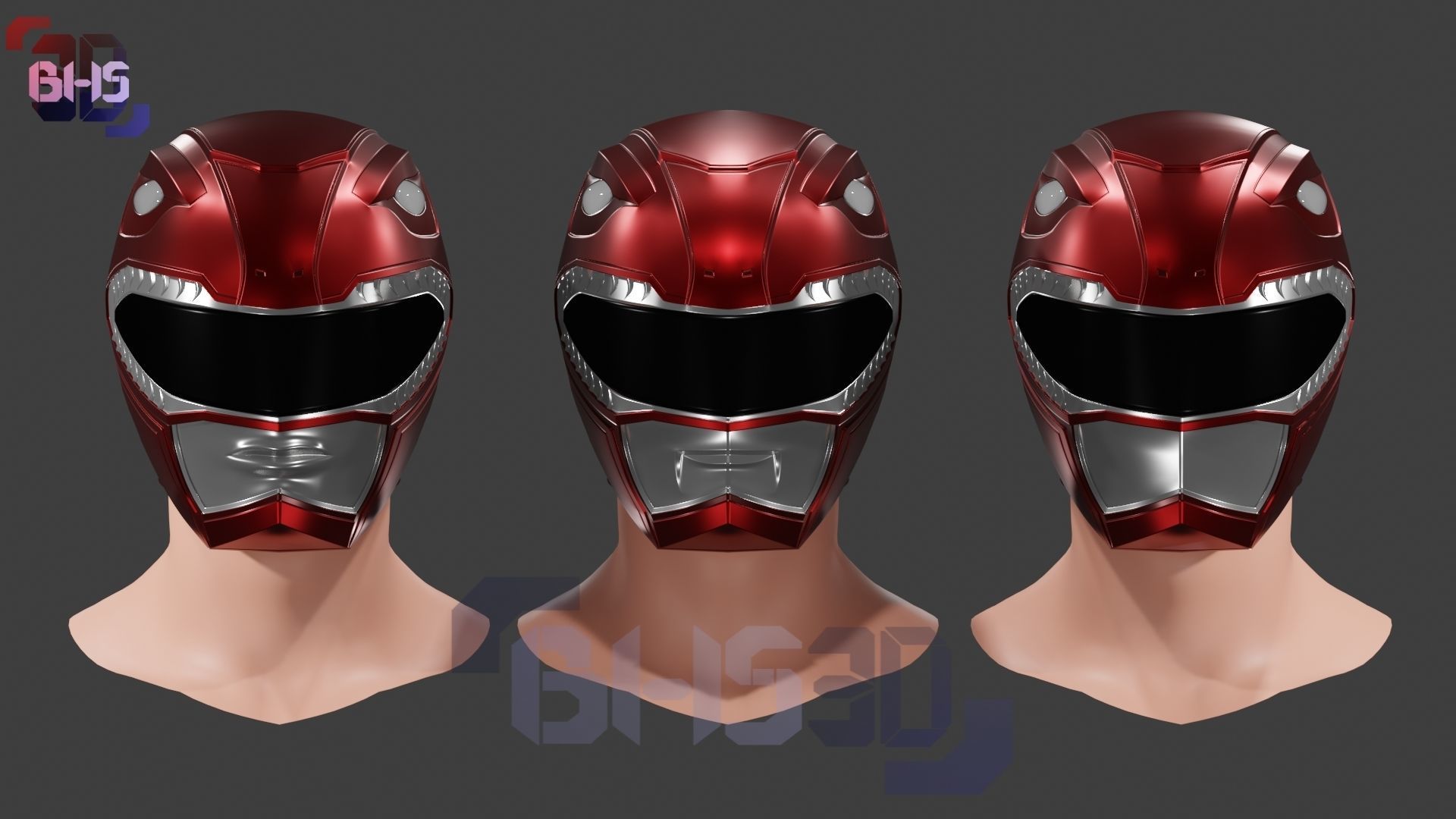 MMPR Red helmet custom 3D Digital Download 3D print model_2