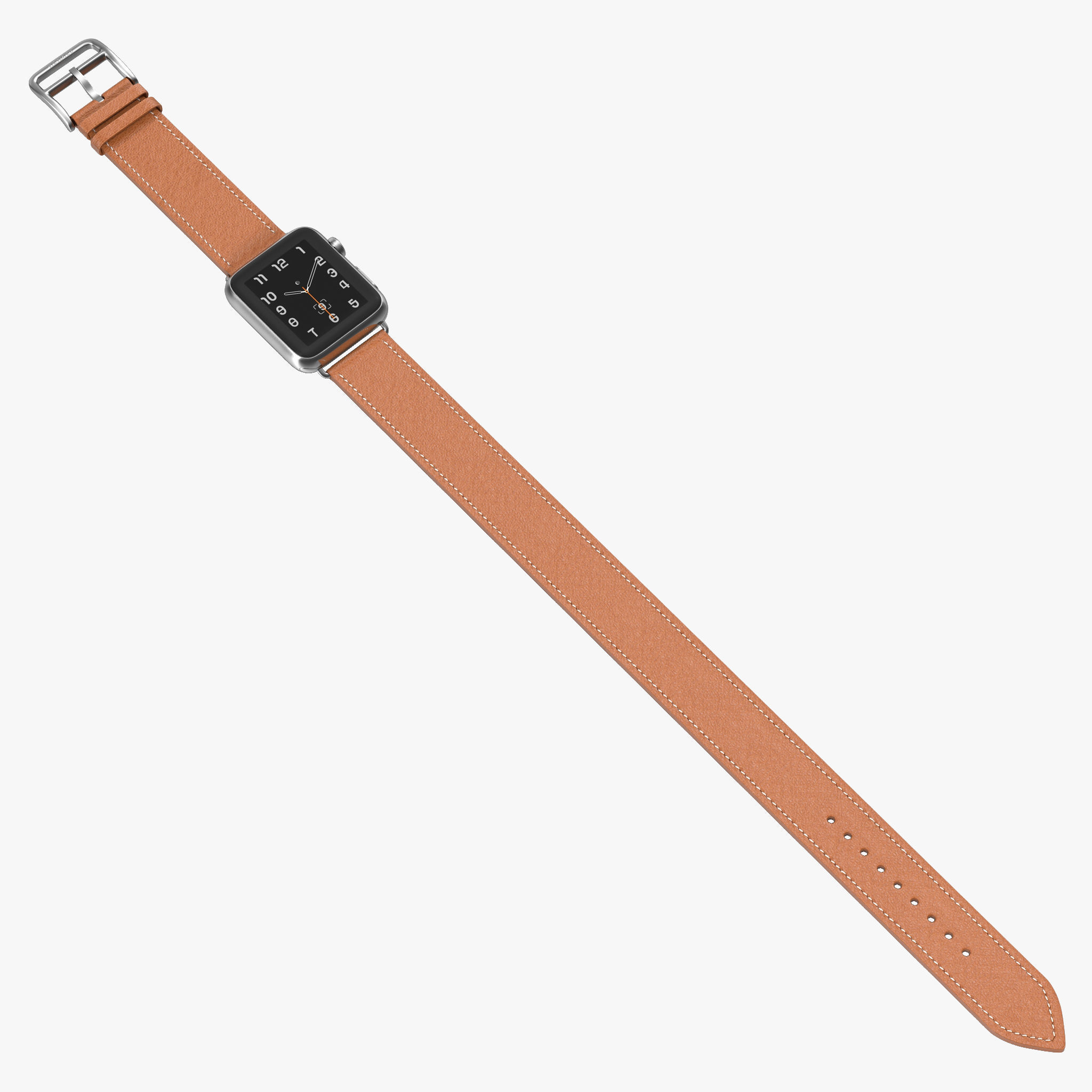 Apple Watch Hermes 42mm Double Tour Steel Case Leather Band 3 3D model