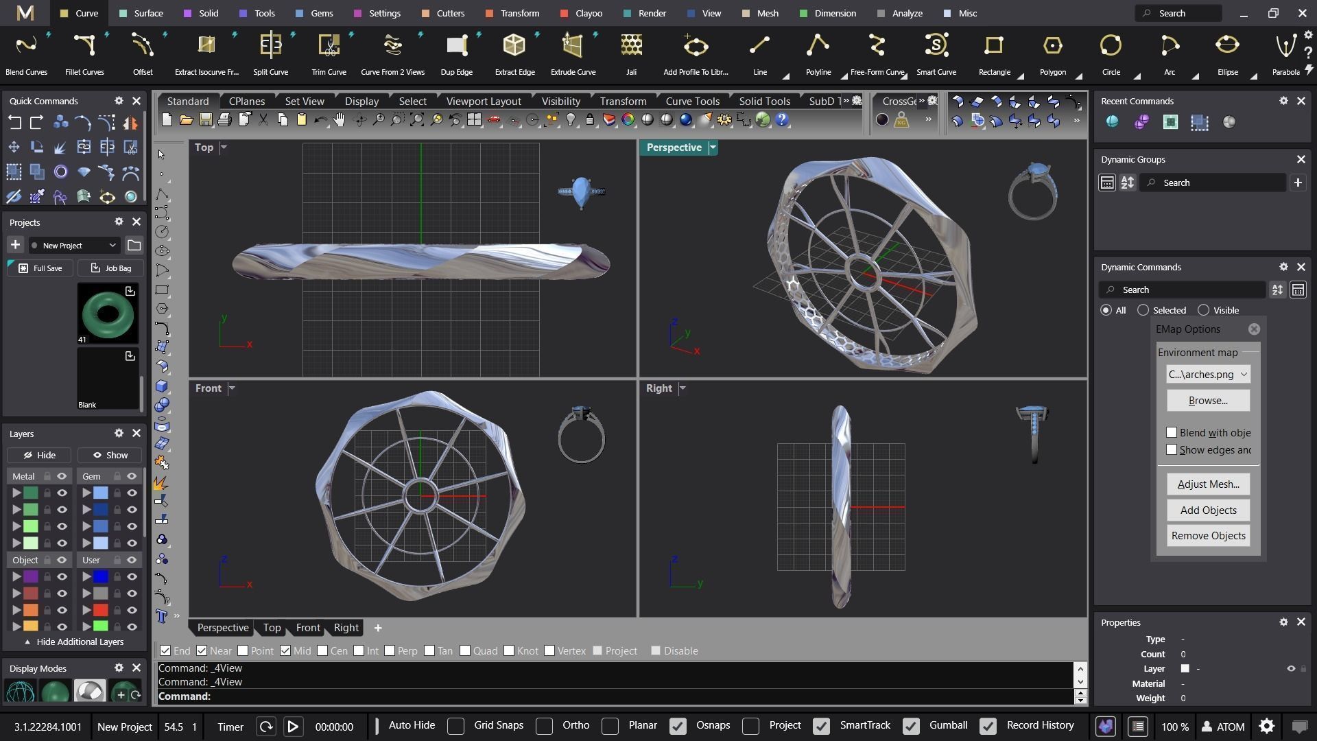 Fusion bracelet bangle 01 in 4 sizes 3D print model_8