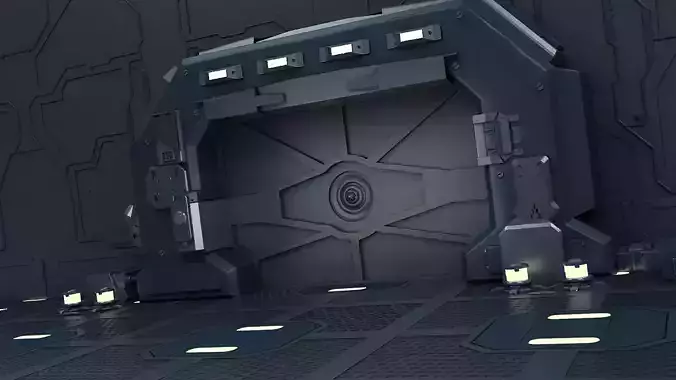 Sci-Fi Gate Door airlock futuristic portal cargo corridor  3D model