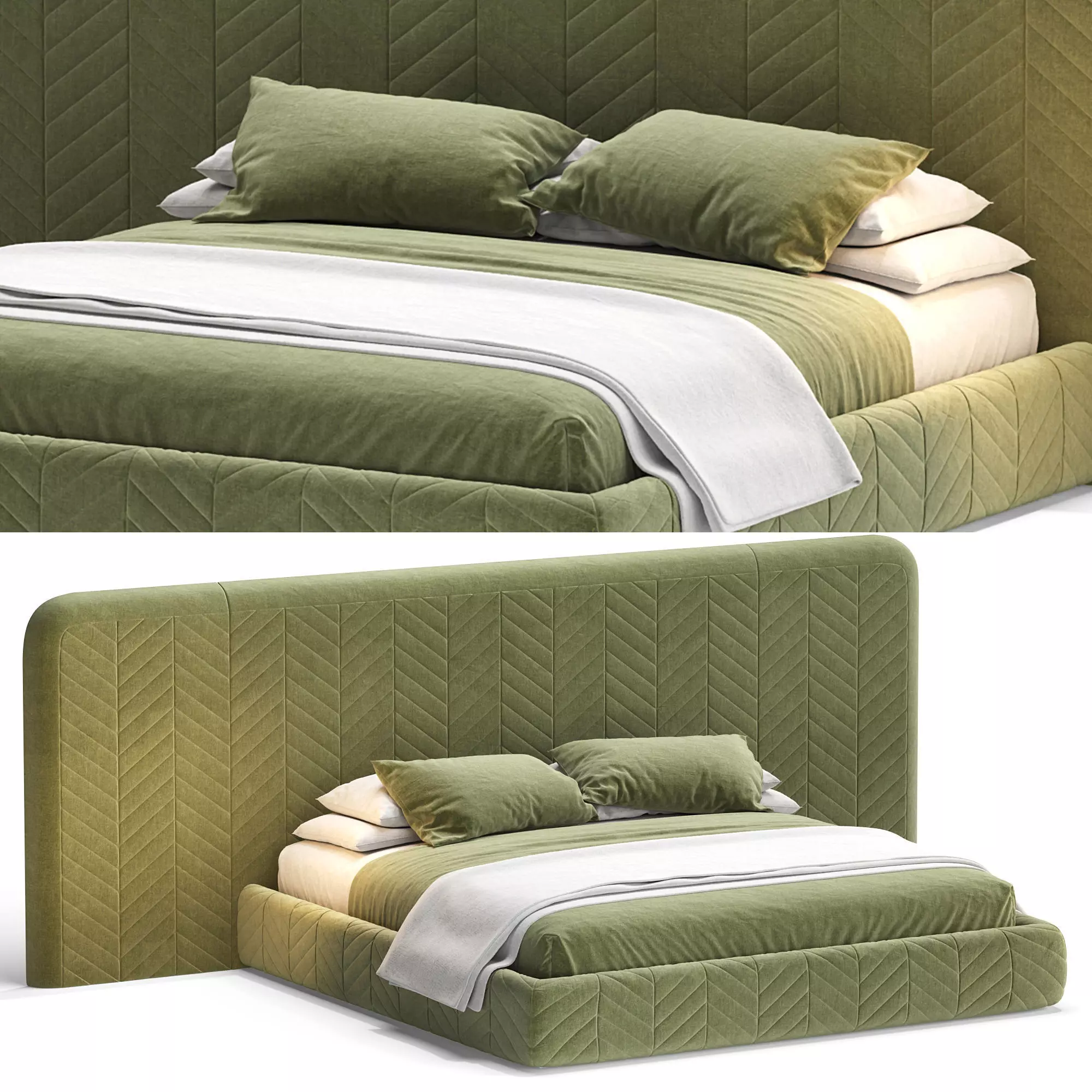 HARRISON PADDED BED BY SMANIA Low-poly 3D model